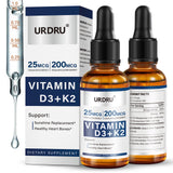 2 pack Vitamin D3 K2 Drops for Adults,Vitamin D (1,000 IU of D3 + K2(180 mcg MK4 +20 mcg MK7)) - 1 FL OZ
