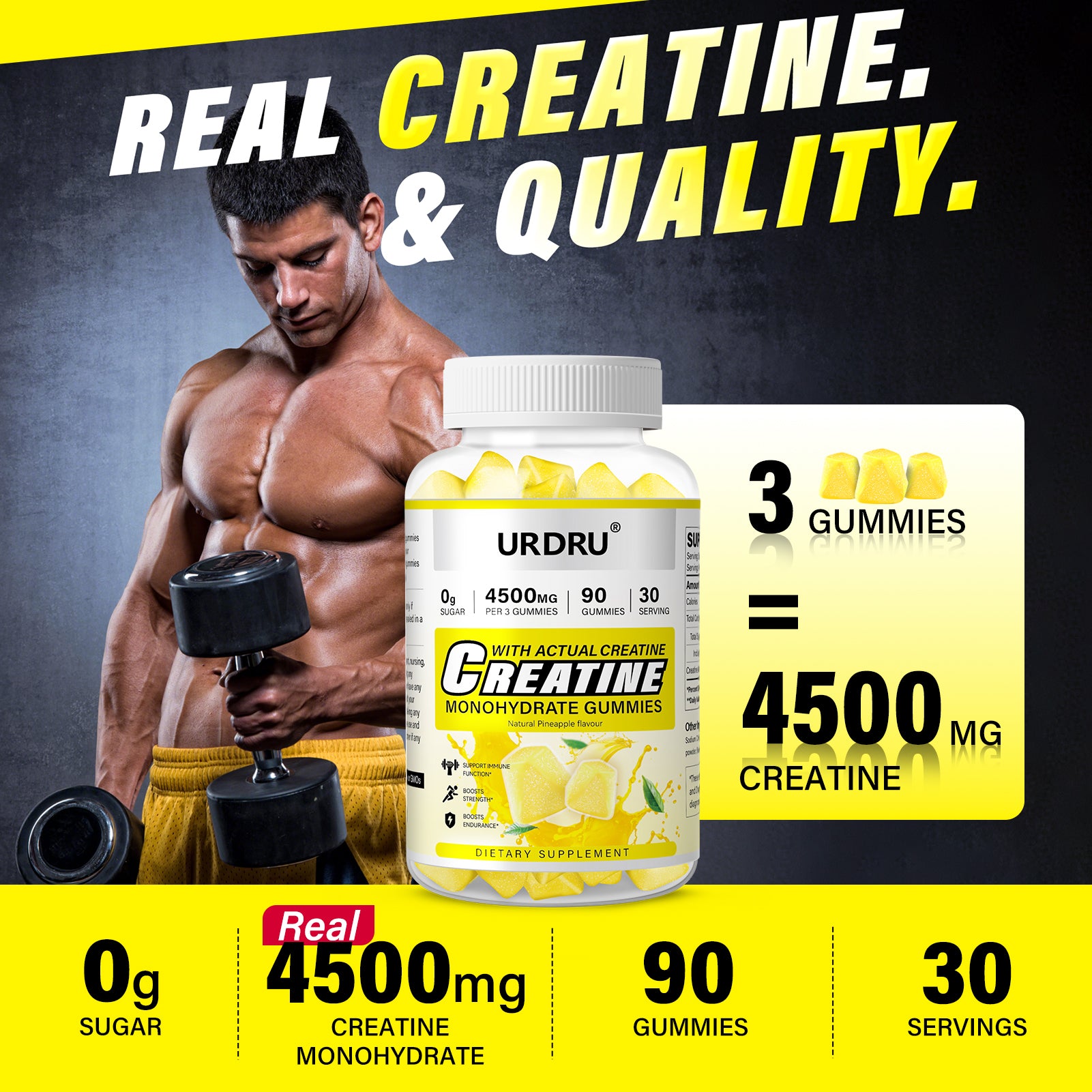 180 Count -2 Pack Creatine Monohydrate Gummies for Men & Women