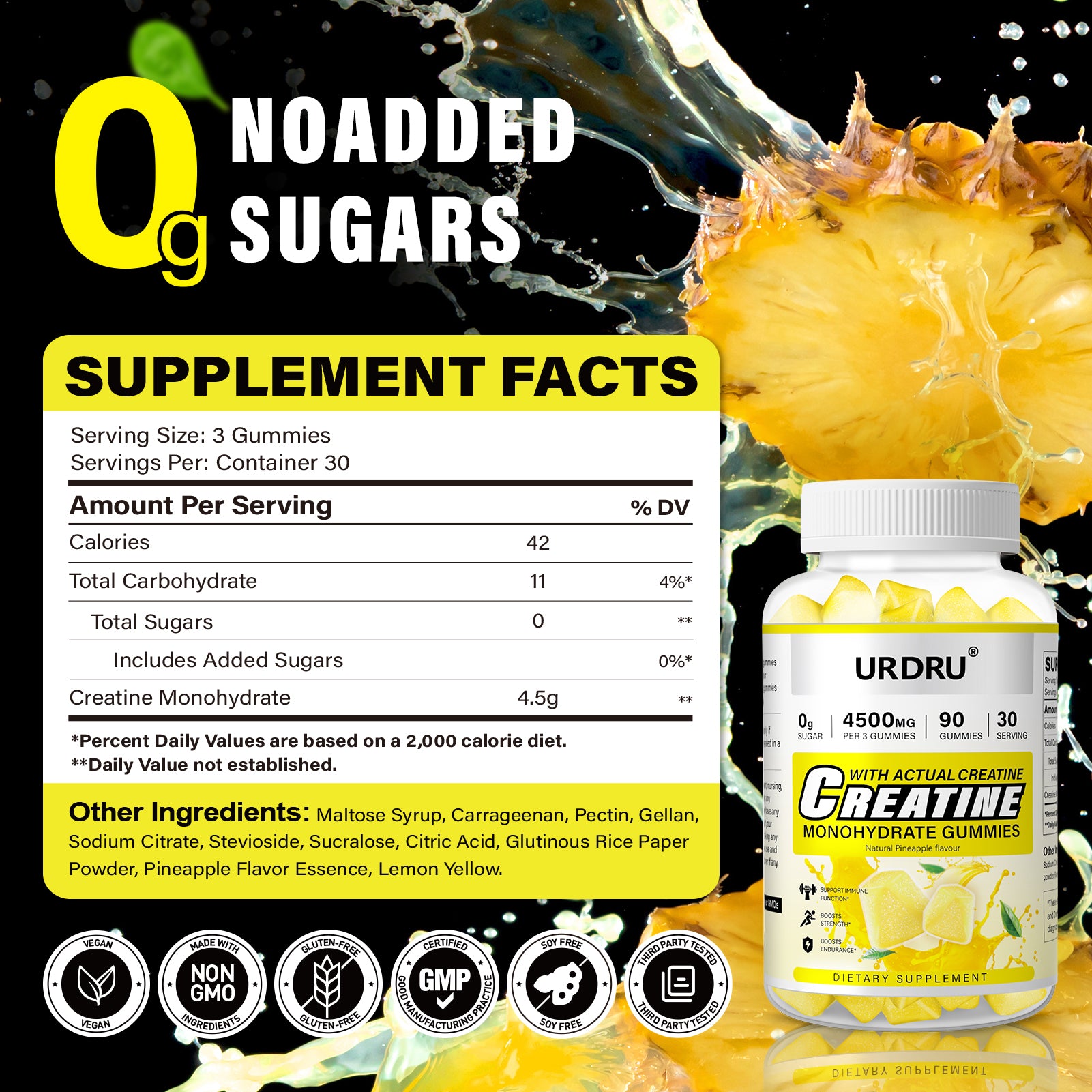 180 Count -2 Pack Creatine Monohydrate Gummies for Men & Women